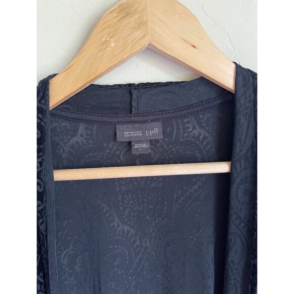 J. Jill Wearever Collection Black Velvet Burnout Floral Topper Cardigan Long Sle - Picture 4 of 6